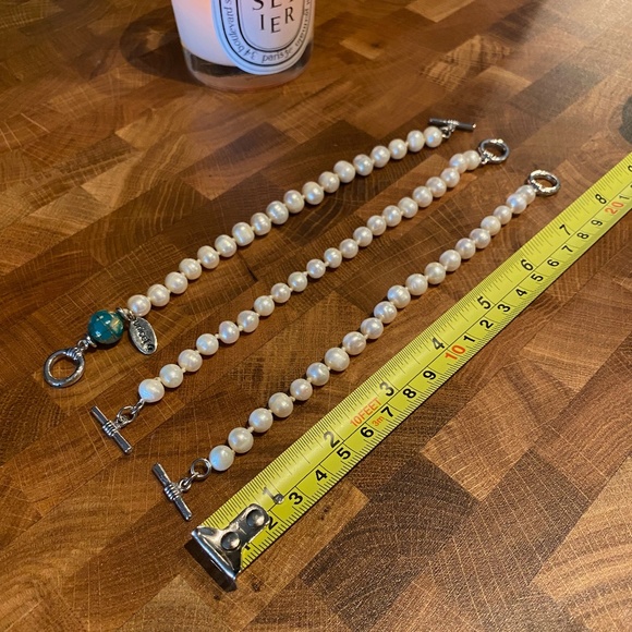 Set of 3 Baroque Pearl Bracelets with Cloisonne Globe Bead - Picture 6 of 7